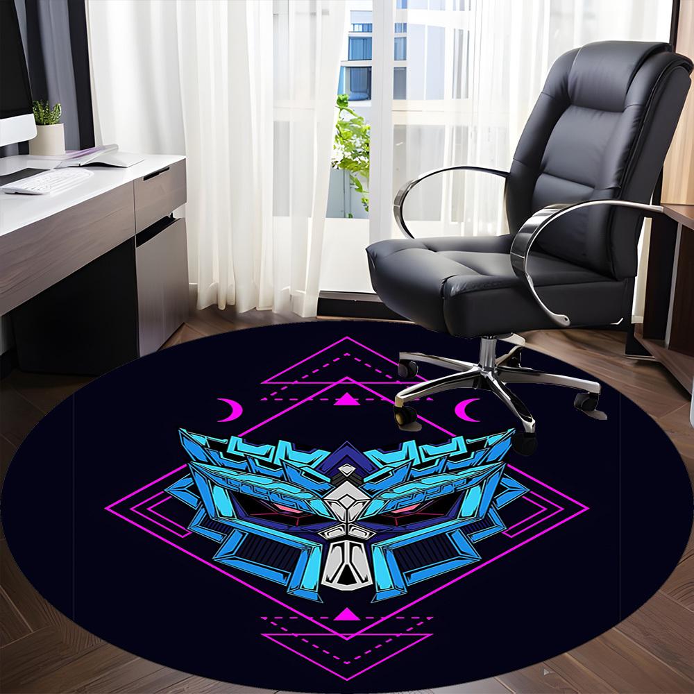 1pc Gundam Series Office Round Area Rug, Indoor Mat Suitable For Office, Under Office Chairs Bedroom Living Room Home Decor, Room Deco