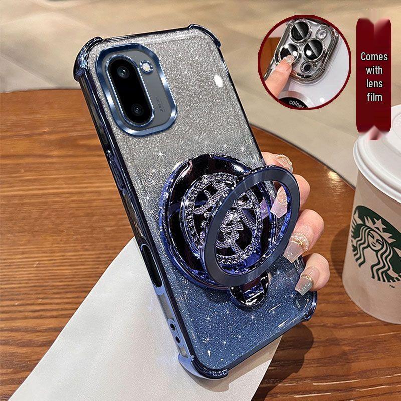 OnePlus ACE6T Phone Case: Full Coverage Mirror with Rotating Stand & Bracelet for OnePlus 15 - Creative, Internet Celebrity Style