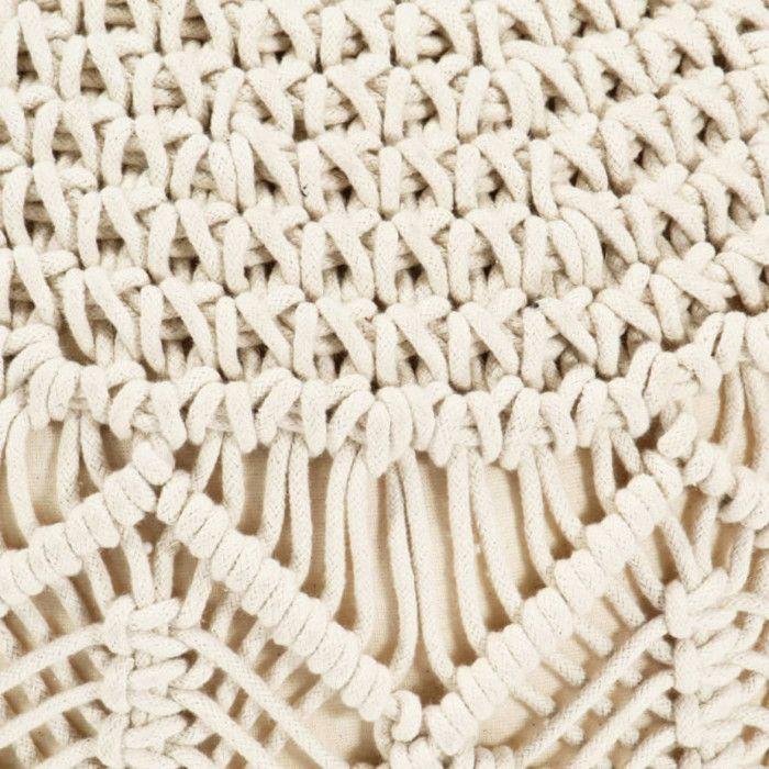 Pouf en macramé fait main - VIDAXL - Contemporain - Beige - Intérieur