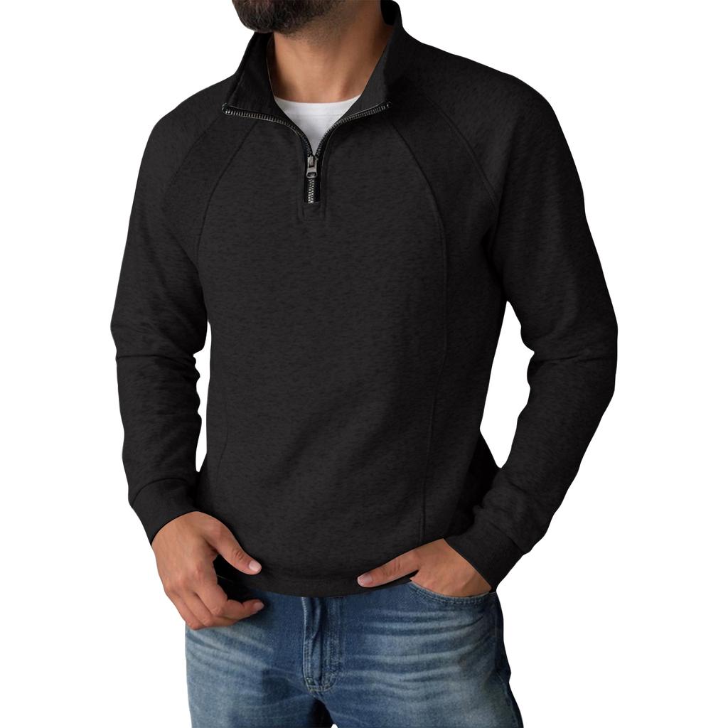 Men's Half Sleeve Stand Collar Long Sleeve Sweatshirt Casual Tailoring Craft Top