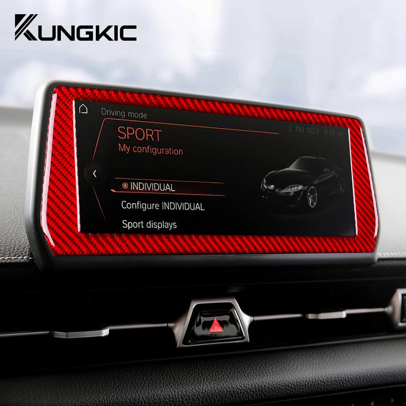 Real Soft Carbon Fiber For Toyota Supra GR A90 A91 MK5 - RHD LHD Navigation Screen Panel Cover Sticker Auto Accessories