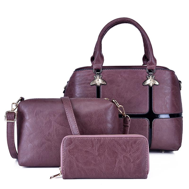 

Handbag bag women s niche fashion style splicing women s bag high-end sense large-capacity shoulder messenger bag фиолетовый