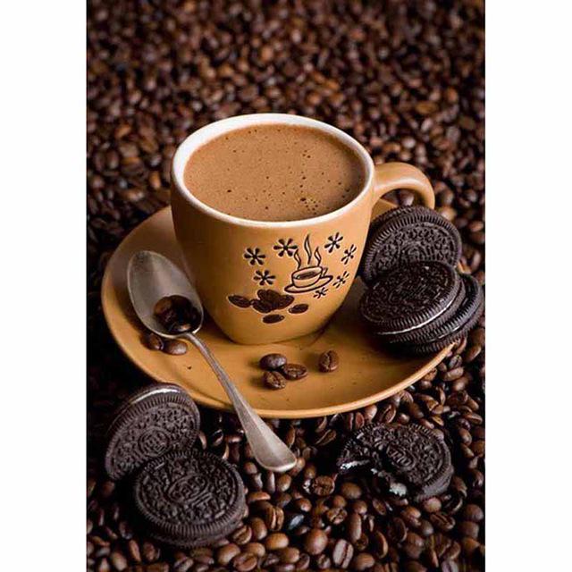 Diy 5D Diamond Painting Coffee Cup Diamond Embroidery Coffee Beans Kitchen Mosaic Scenery