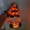 Halloween Zwerg Dekoration mit Licht, Kürbis Wichtel Keramik Baum Leuchtfigur, Orange LED Tisch Herbstdeko für Zuhause, Halloween Party