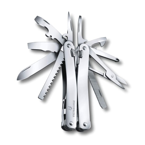 VICTORINOX Swiss Tool Spirit X Plus Ratchet, Silver, with Nylon Case, DIY Multi-Function Knife, Pliers, Locking, Swiss-Made 37-Function Multi-Tool [Wa