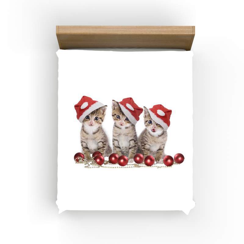 Christmas 3D Digital Printing Quilt Set Three-Piece Christmas Cat