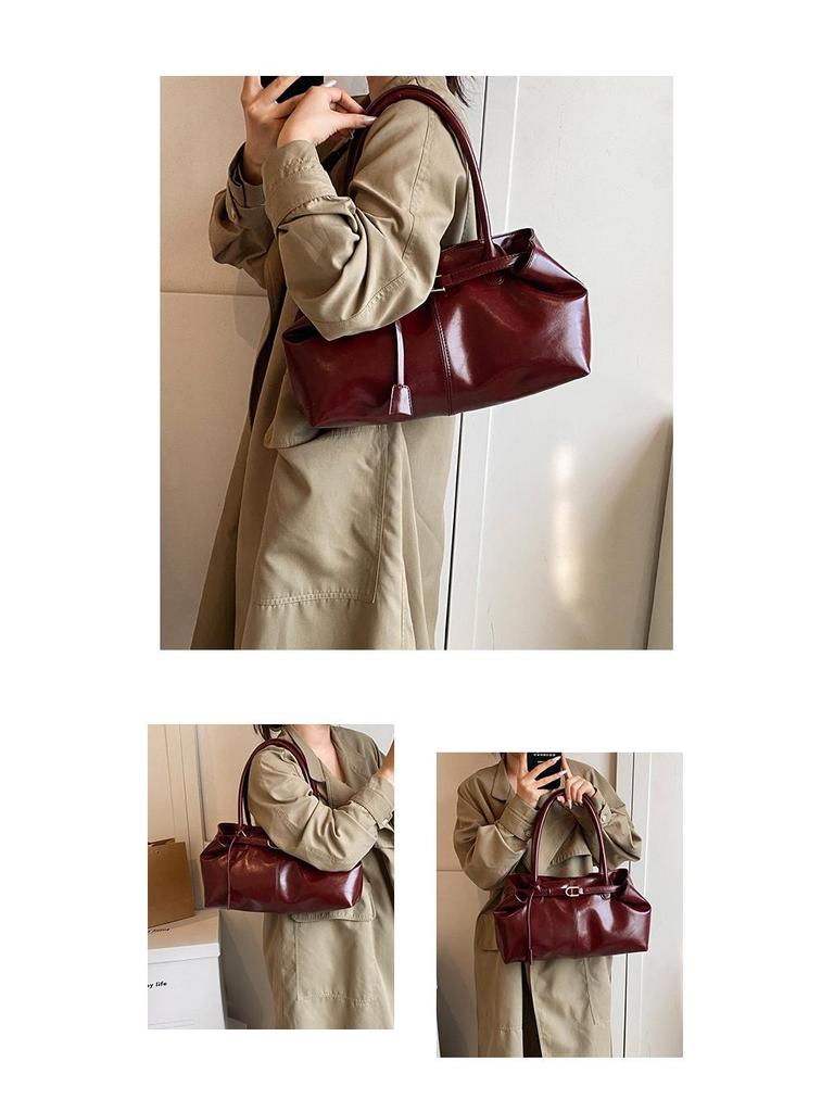 2025 Retro Oil Wax Leather Tote: Large Capacity Autumn/Winter Bag for Women - Single Shoulder or Handheld Commute Style