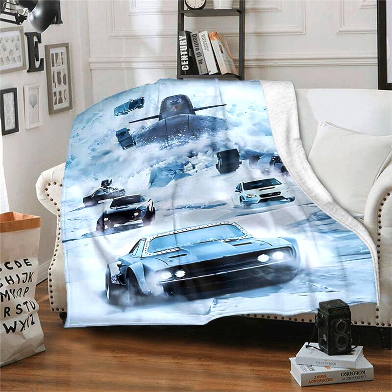 1pc Blanket Fast and Furious Print Design, Lightweight Blanket for Sofa, Bed- Soft &Warm, Gift for All Seasons like Christmas, Halloween