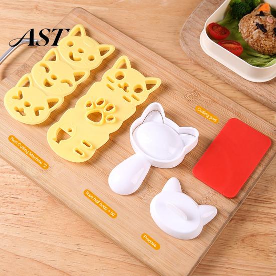 Picnic Food Shaping Tools Rice Ball Molds Kit, Cartoon Bear/Cat/Dog/Panda Shape Onigiri Maker, Home Baking And Cooking Gift Grade Plastic