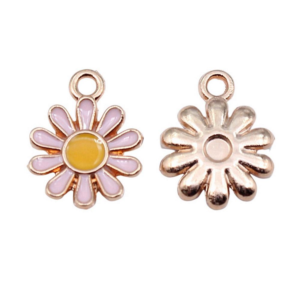 Enamel Charms Multi Color Flower Pendants For Floral Themed Jewelry