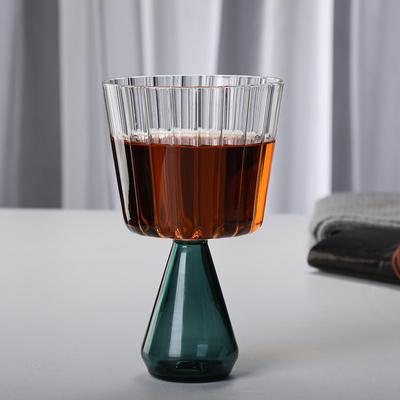 Kaffeetasse aus hohem Borosilikatglas, Glaspokal mit vertikalem Muster, mundgeblasenes Glas
