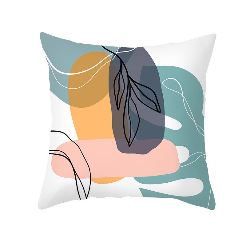 Home Peach Skin Printed Cushion Cover Nordic Green Plant Sofa Cushion Cover Office Cushion Cover