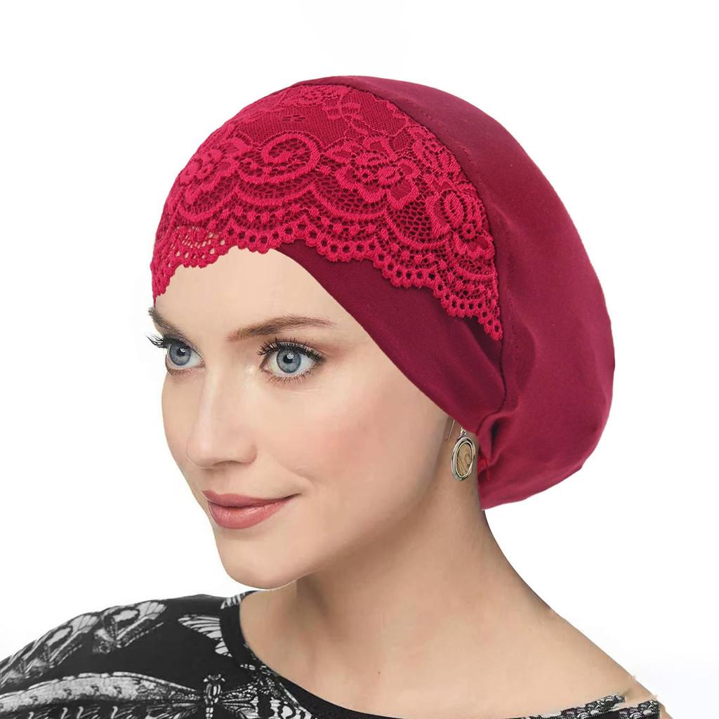 Ladies Lace Cross Headscarf Cap With Soft Lightweight Fabric For Casual Wear