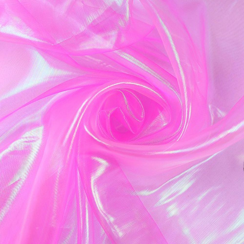 

Shiny Organza Fabrics Thin Decor Voile Decoration Tulle Laser Tulle Designer темно-розовый