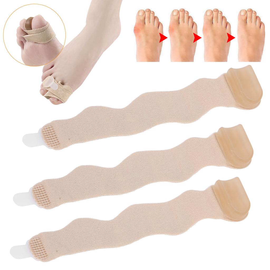 3pcs Toe Overlap Hallux Valgus Correction Bandage Elastic Fabric Toe Corrector Wrap