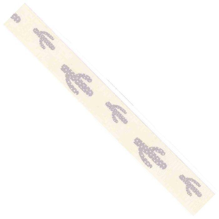 Printed Cotton Ribbon Cactus Grey 1.5 Cm 2 M