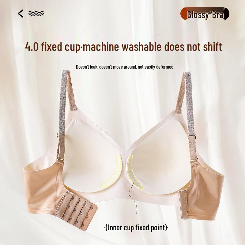 Satin Jelly Soft Support Wire-Free Push-Up Bra with Fixed Cups and Smooth Beautiful Back