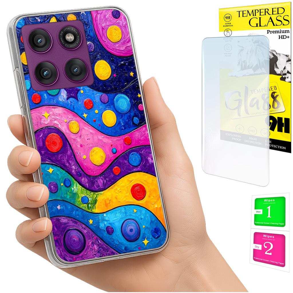 Etui Do Motorola Edge 60 Pro Obudowa Foto Case Plecki Fale + Szkło 9H