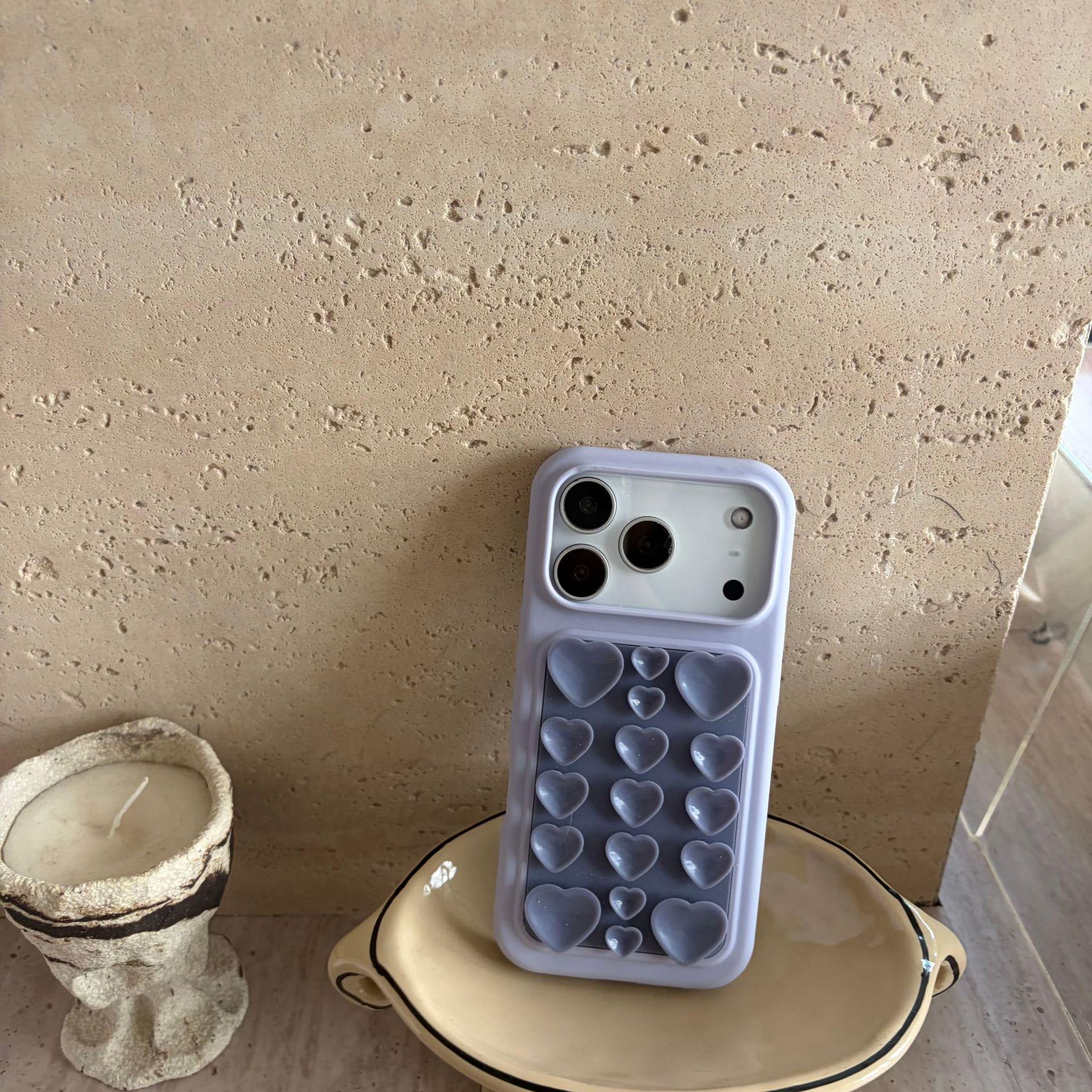 

Heart Macaron Suction Cup for iPhone 14-17 Pro Max Anti-Drop Sticker iPhone 17 Pro Max лавандовий