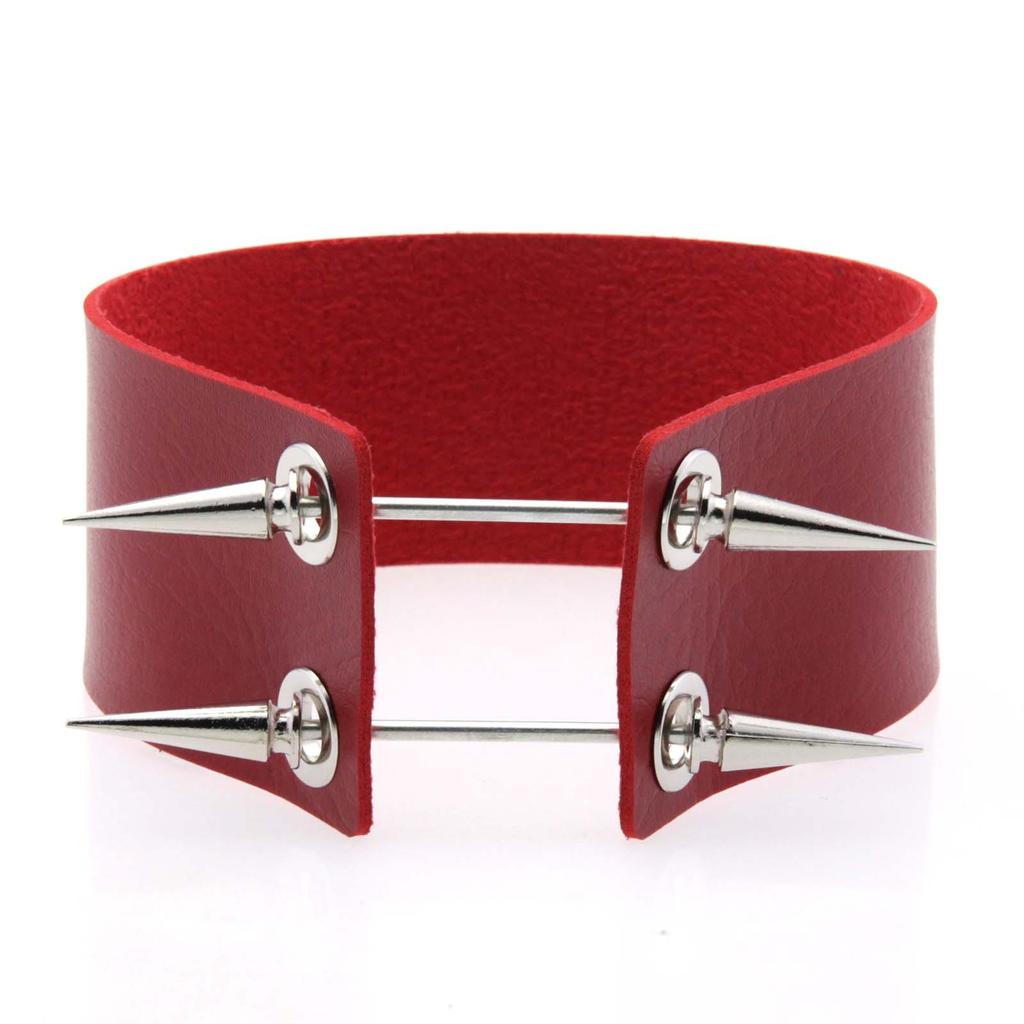 Alloy Spike Leather Choker, Rock Punk Harajuku Spiked Clavicle Necklace