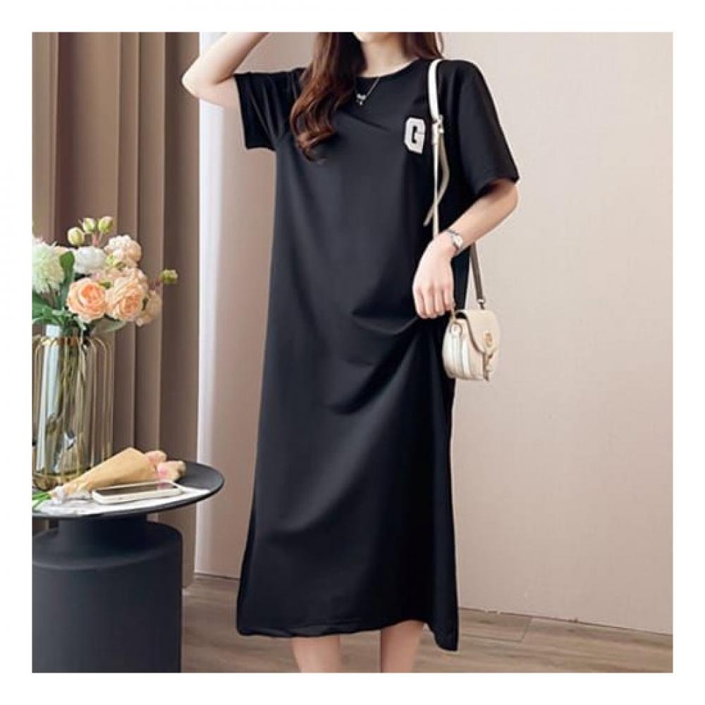 Navava Casual Short Sleeve Dress Alphabet Point No763