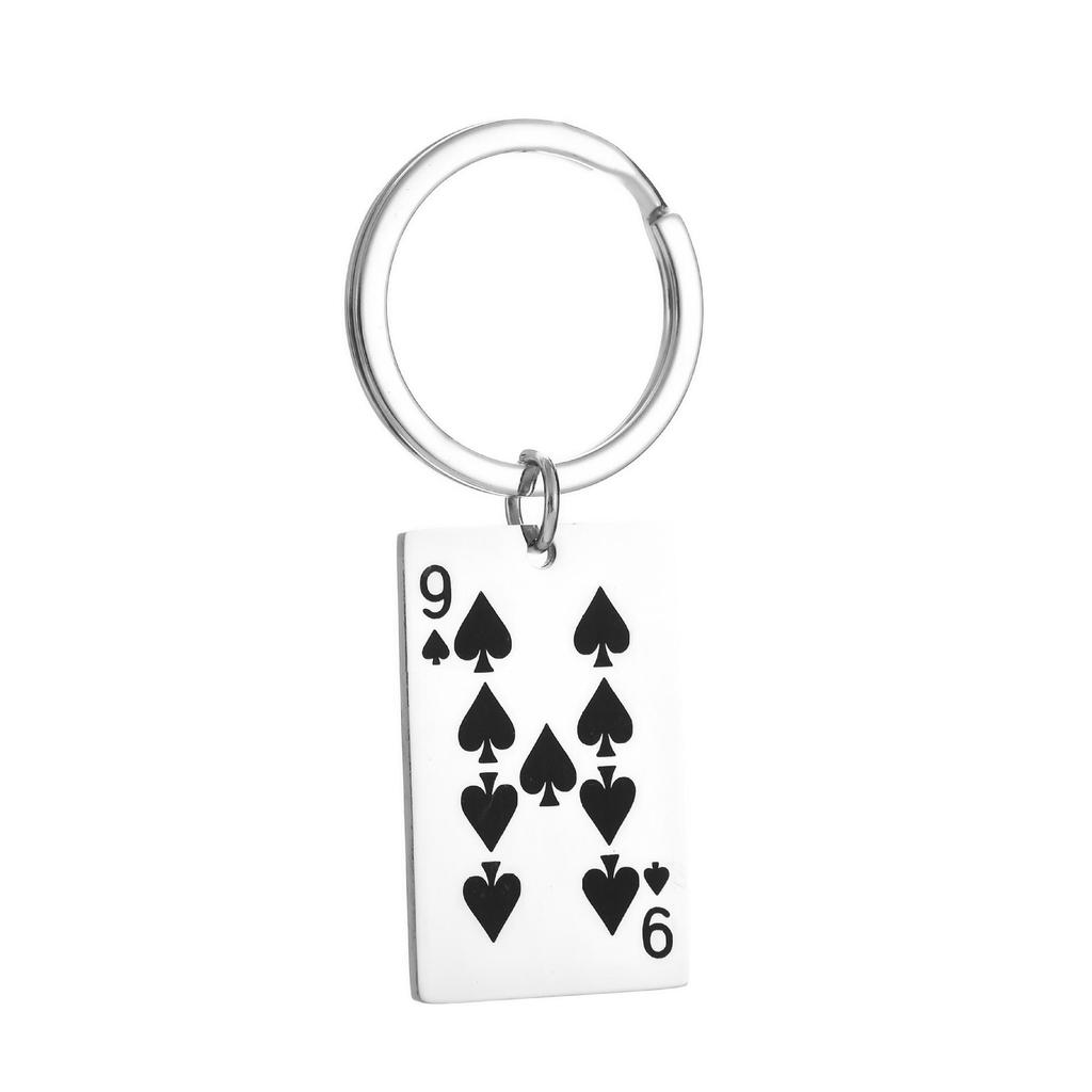 Creative Stainless Steel Poker Pendant: Ace To King of Spades Keychain Backpack Charm