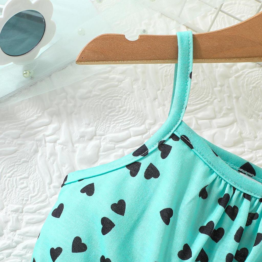 Girls' Heart Print Cami Romper with Matching Bag