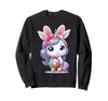 Cute Cartoon Unicorn Bunny Ears Easter Egg Hunt Basket Girl Sweatshirt