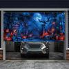 Halloween party garage banner - polyester material  bright colors  large outdoor festival decoration