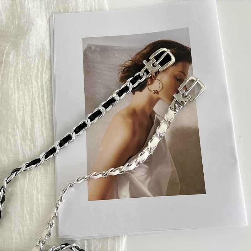 Versatile Gold And White Woven Metal Waist Chain Elegant Accessory For Women