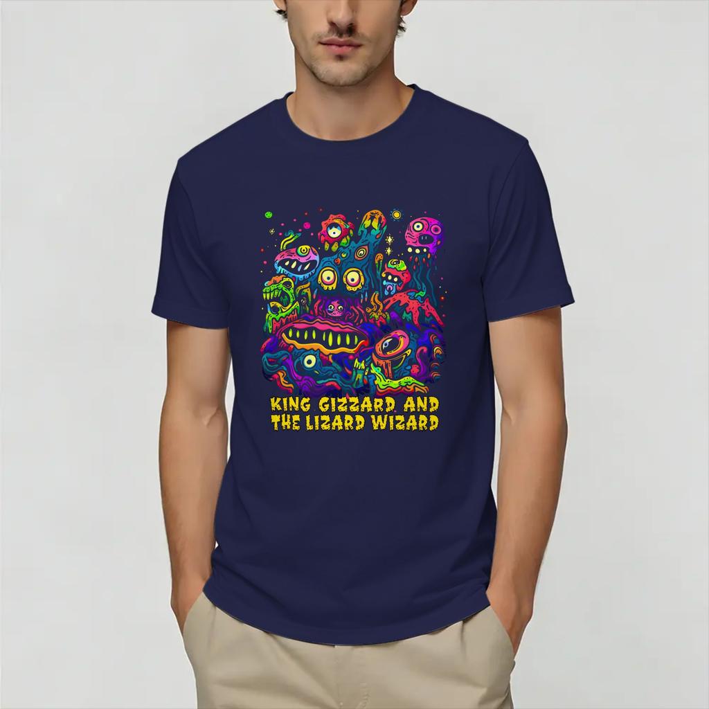 King Gizzard And The Lizard wizard T-Shirt Sommer Freizeit T-Shirts Unisex Baumwolle Rundhals Oberteile Kurzarm Tolles T-Shirt