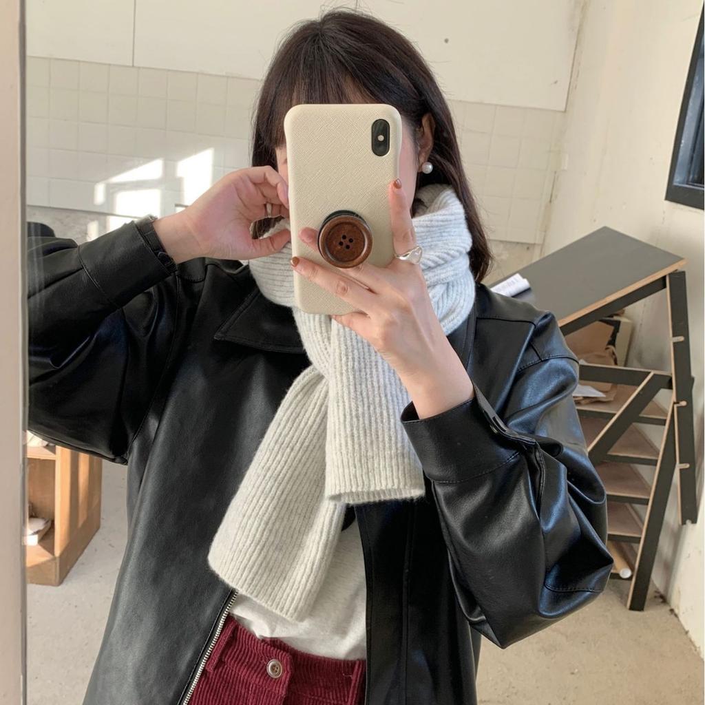 Autumn and Winter Wool Blended Korean Solid Color Versatile Knitted Scarf Soft Warm and Simple New Style Scarf
