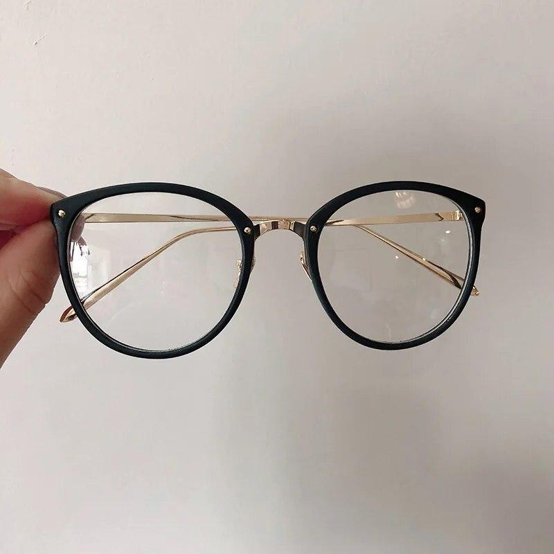 Optical Glasses Frame Women Men Round Oversized Eyeglasses Frames Metal Spectacles Clear Lenses Glasses Women