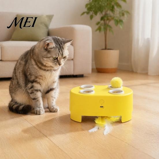 Wiederaufladbare USB-Katzen-Spielzeuge für Indoor-Bewegung Interaktives Spielzeug, Whack-a-Mole Feder-Spielzeug für Kätzchen und Erwachsene 3 Modi, Automatisches Spielzeug für gelangweilte Katzen