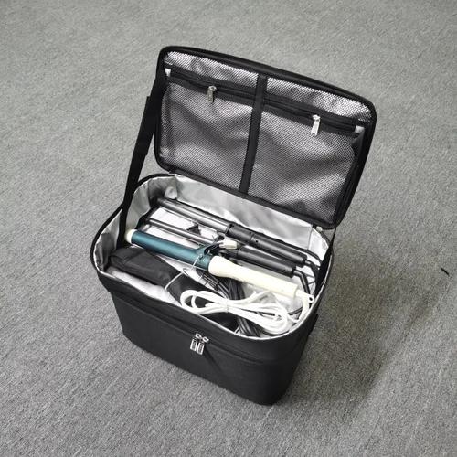 Large Capacity Professional Makeup Organizer Bag with Heat Resistant Curling Iron Pouch for Cosmetics