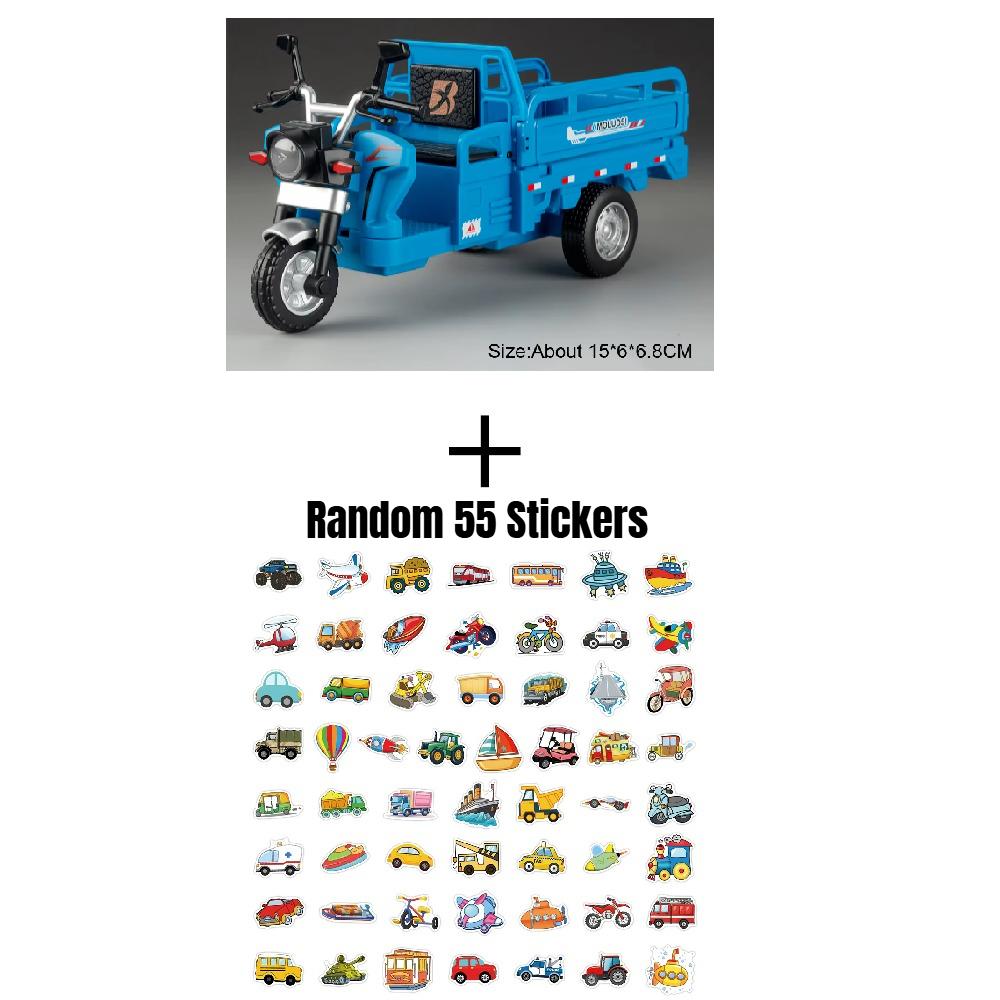 1:15 Scale Alloy Tricycle Model Toy Car Sound Light Pull Back Metal Diecast Transport Vehicles Models Boys Gifts Ornaments