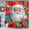 Christmas Shower Curtain Funny Santa Claus Shower Curtain Retro Xmas Holiday Washable Bathroom Decor Bath Curtain With Hooks