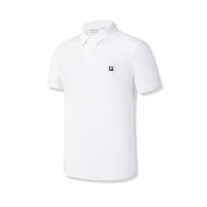 FILA Golf Series Solid Color Simple Versatile Knitted Short Sleeve Polo Shirt Men tops Jade-White A11M525103F-WT