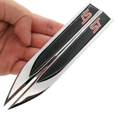 1 Pair 3D Metal ST Logo Fender Side Car Sticker Emblem For Focus 2 Focus 3 FIESTA Kuga FUSION ESCAPE EDGE Badge Car Styling