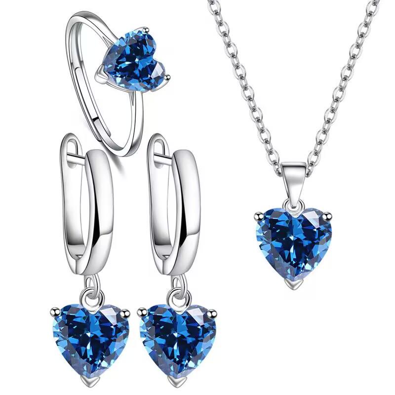 

Ювелирный набор с цирконами в форме сердца: Серьги, Ожерелье и Открытое кольцо - Элегантные и Роскошные Модные Аксессуары