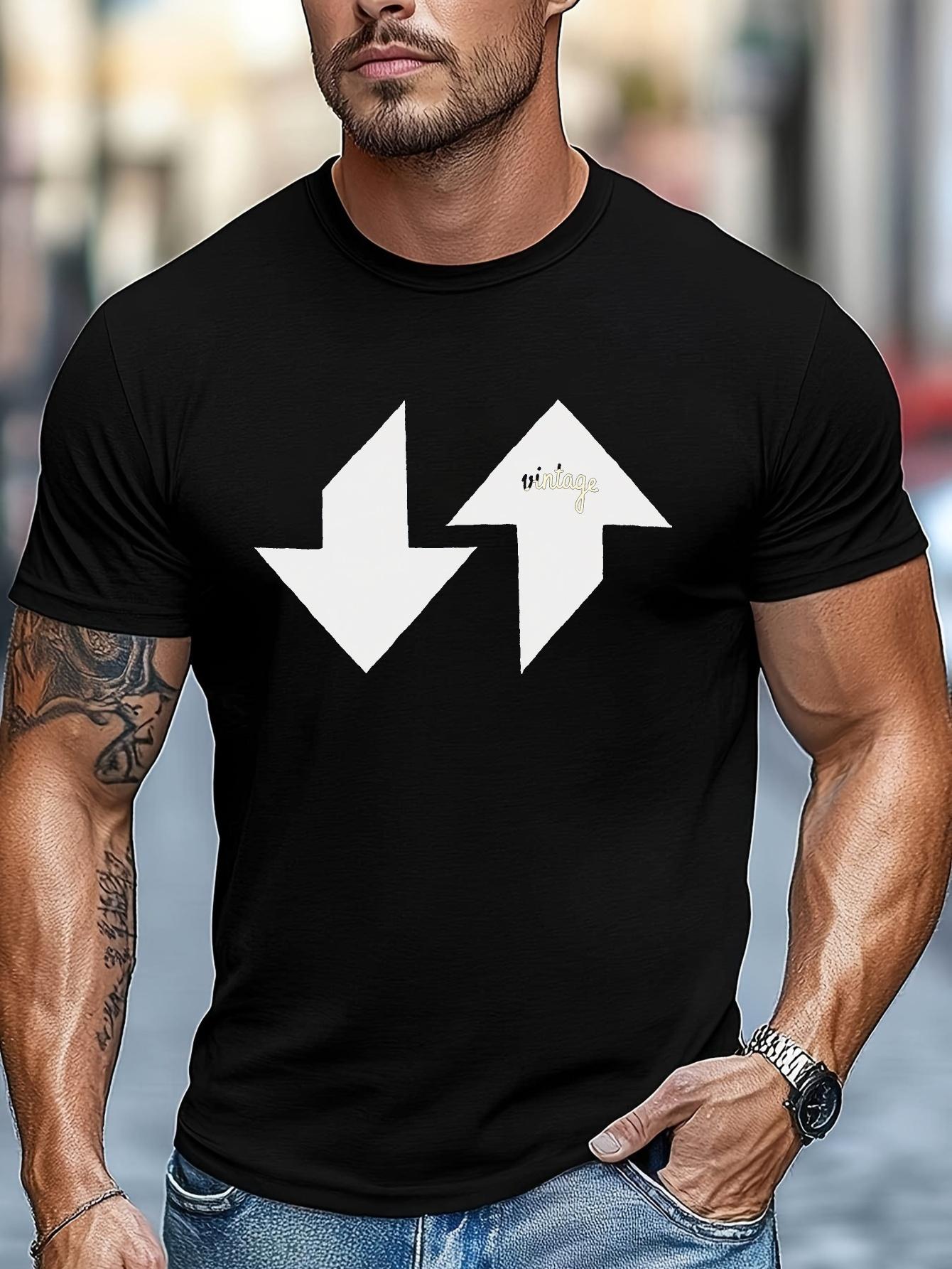 Black T-shirt - Soft Breathable Cotton Blend Tee with Arrow Graphic L