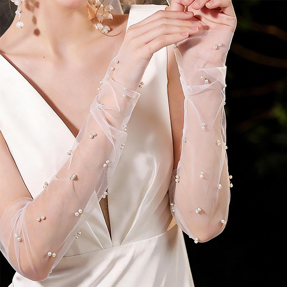 Белые Кружевные Свадебные Перчатки Сетчатые Кружевные Перчатки Элегантные Свадебные Перчатки Свадебные Аксессуары 1