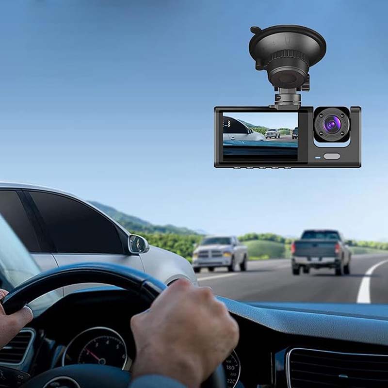 

3-Lens Dash Cam 1080p HD - Front, Interior, and Rear Car Camera with Night Vision, 170° Wide Angle, Parking Monitor, Reversing A United States
