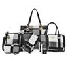 new mother and child bag six-piece messenger shoulder bag versatile women's bag contrasting color plaid handbag