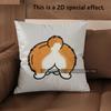 2D Cute Corgi Butt Patterns Throw Pillow Covers Pattern Cushion Cover Suitable For Sofa Bedroom Car Pillow Cover