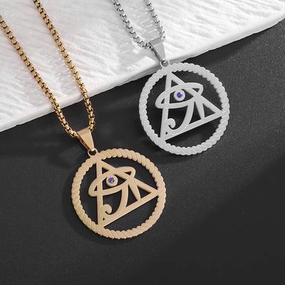 Nuovo Gioiello Europeo e Americano Collana Piramide Occhio di Horus in Acciaio Inossidabile