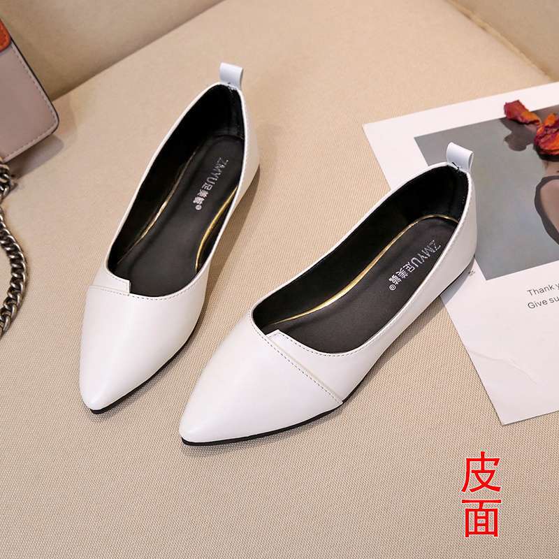 

Одиночная обувь женская 2025 весна новая корейская версия универсальная обувь детская неглубокий вырез заостренный плоская подошва туфли-дутики женская обувь тренд 40