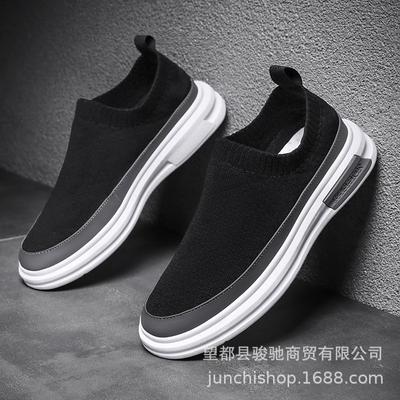 Sommer Herrenschuhe Mesh Herrenschuhe Dicksohlige High-Flying Gewebte Schuhe Low-Top Einschlupf Herren Freizeitschuhe