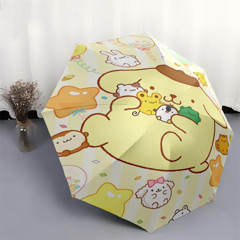 1pc Pompompurin Automatic Opening/Closing Umbrella with Star-Shaped Handle - Portable Folding Design, 8-Bone Iron Frame Outdoor Umbrella for Festive G