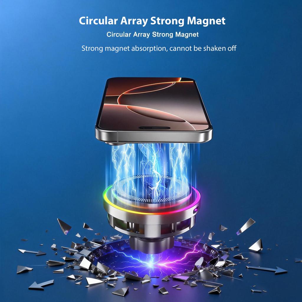 Magnetic TEC Wireless Charging Car Holder  Factory Supply Cold Air Cooling Phone Holder for Dashboard Air Vent Use